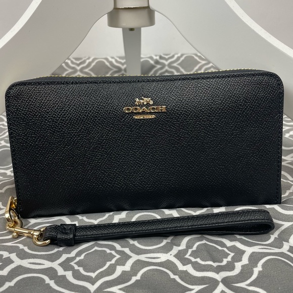 Coach Handbags - Coach Long Zip Around Wallet, Gold/Black